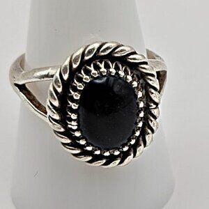 Black Onyx Ring - Sterling Ring Size 10 - Vintage Onyx Ring - Unisex Ring